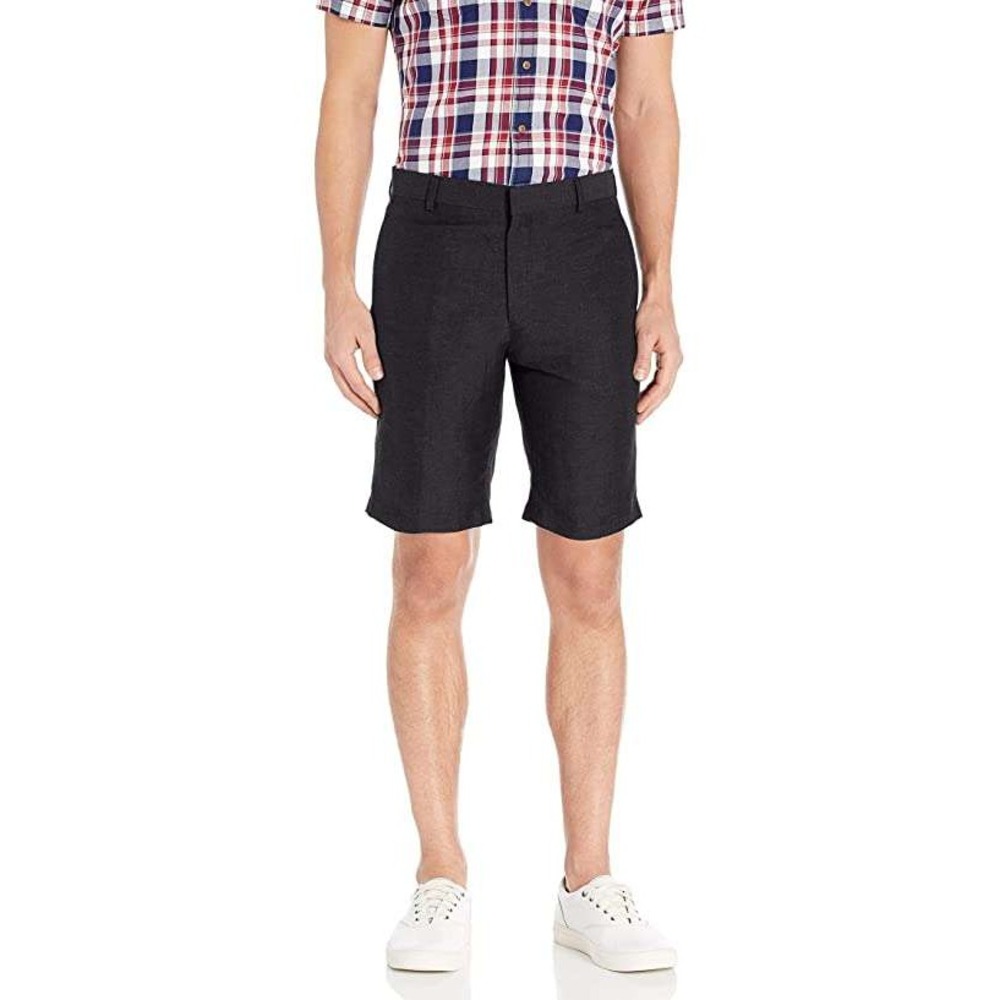 Louis Raphael Shorts Mens 44 Black New Linen Blend Slim Fit Flat Front